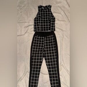 Material Girl Black and White Checkered Jumpsuit